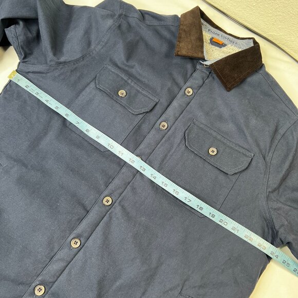 Tailor Vintage Mens Canvas Faux Shearling Fleece Lined Jacket Cord Collar Blue L - Picture 5 of 15